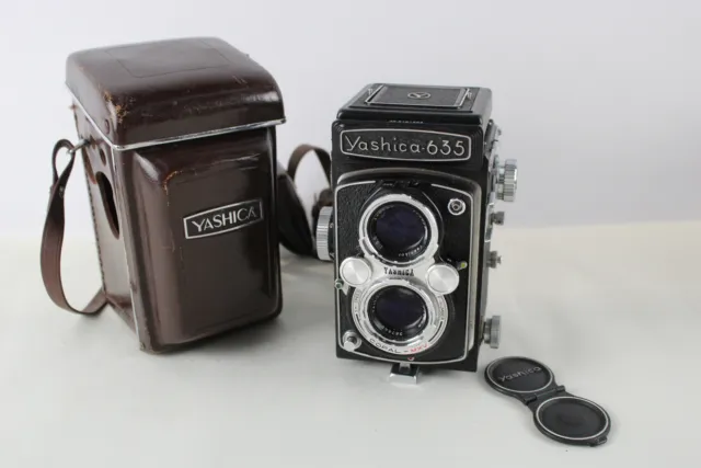 CÁMARA DE DOBLE LENTE vintage Yashica-635 con lentes de 80 mm F/3,5 y estuche original