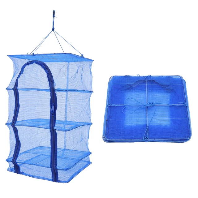 4 Layer Folding Fish Drying Net Mesh Hanging Veg Fruit Plant Herb Drying Rack US
