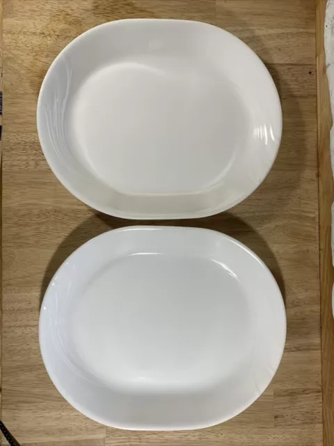 Set Of 2 Corelle Enhancements Oval Dinner Plates White Corning Ware 12 Inches