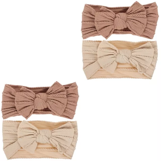 4 pcs Bow Knot Headbands Baby Bows Comfortable Nylon Headbands Baby Girls Hair