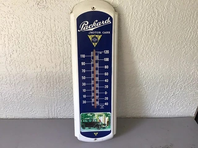 VINTAGE Packard Motor Cars Car Dealership Gas Oil 27" Thermometer Sign WORKS