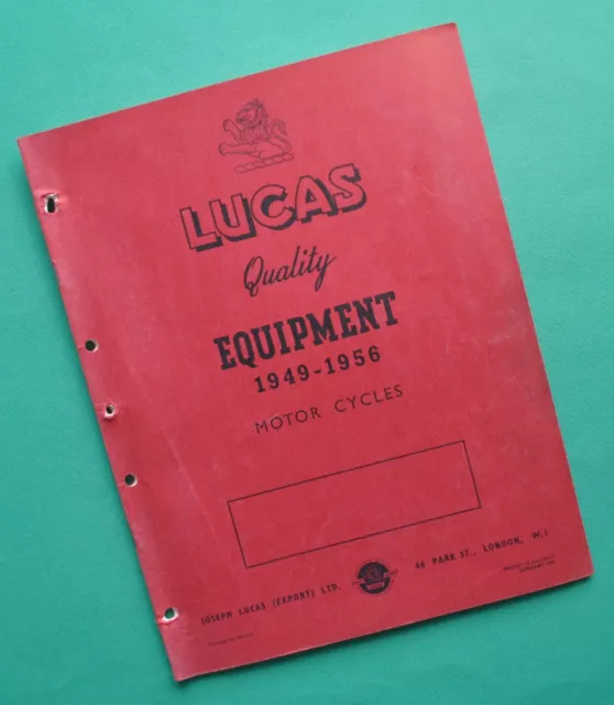 1949-56 Motorcycle Manual Book Lucas Part Catalog BSA AJS Norton Triumph Ariel