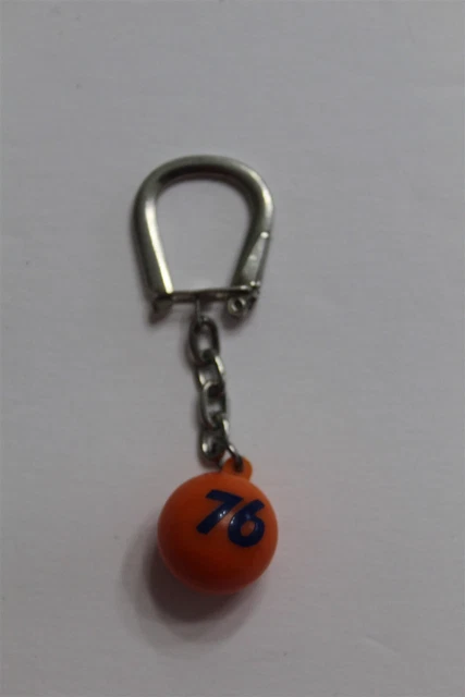 Vintage Union 76 Gasoline Gas Ball Keychain Key Ring Advertising Orange Ball