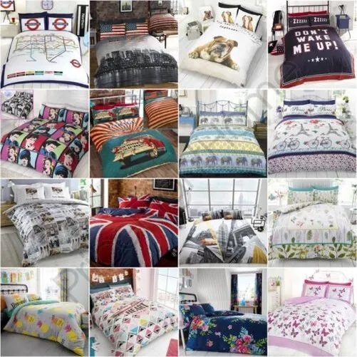 Adultes Housse de Couette Ensembles Papillons Chiens London New York -