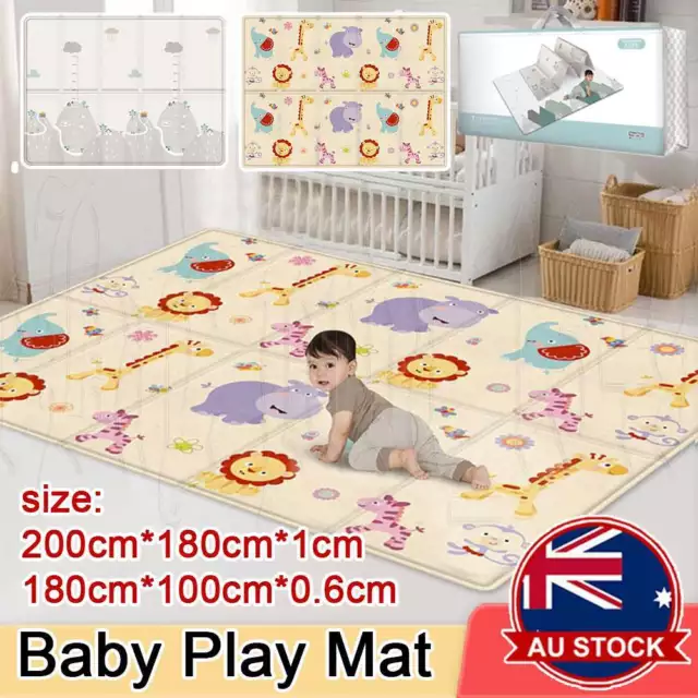 180/200cm Baby Play Mat Crawling Folding Kids Pad Waterproof XPE Foam Rug Carpet