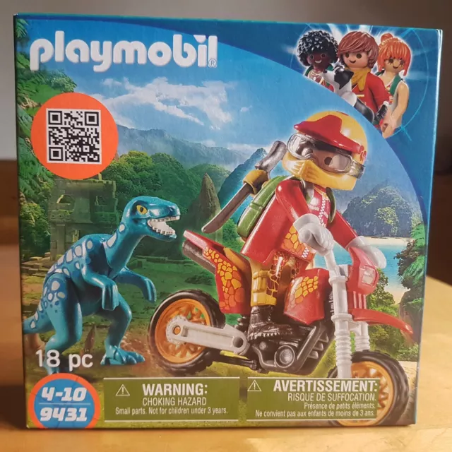 Playmobil 9431, " Motocrossbike mit Dinosaurier / Raptor". Neu/ OVP