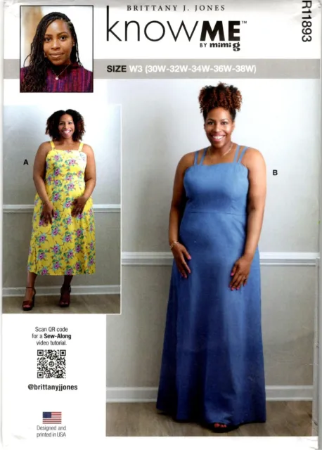 Know Me R11893 Womens Dress Sewing Pattern Uncut Size 30W-38W