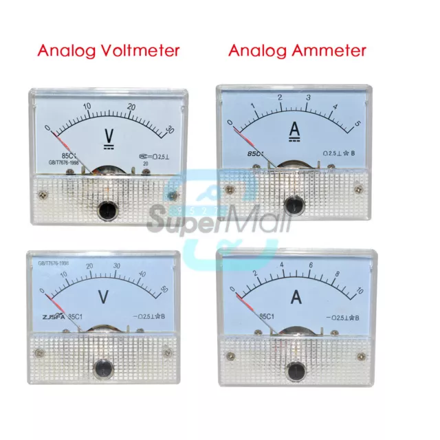 85C1 Analog Panel AMP Volt Meter Ammeter Voltmeter Gauge DC 0-30V/50V 0-5A/10A