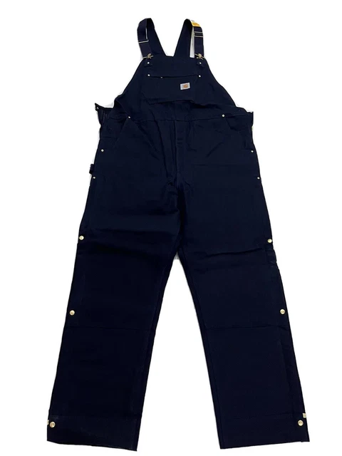 NWT Carhartt Loose Fit Size XL Tall Duck Insulated Bib Overalls OR4393-M Blue.