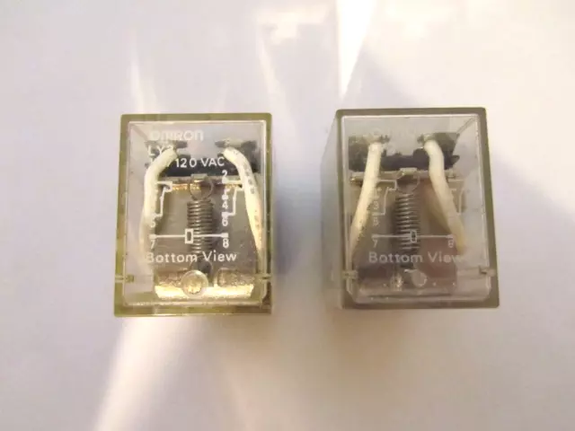 2 X Omron  Ly2 Relays Plug In  12A  240 Vac Used