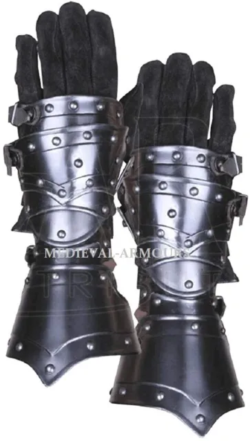 Armor Steel Gothic Gauntlets Blackened SCA Armor Medieval Hand Gloves Larp