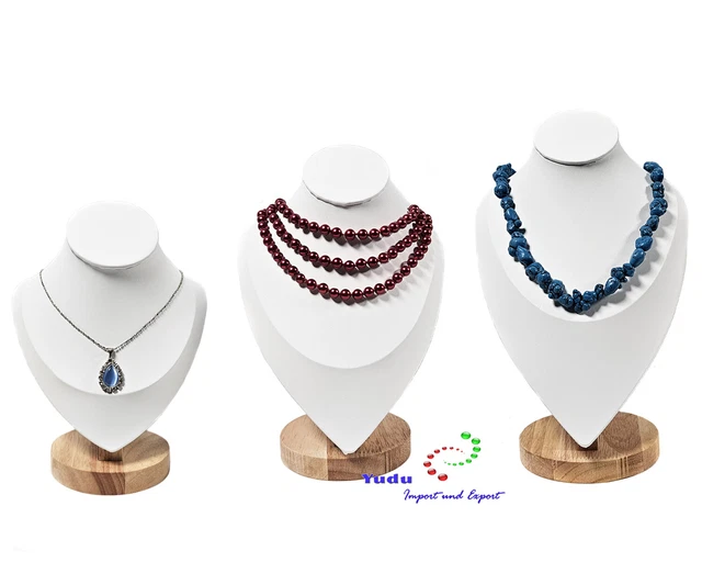 Ciondolo Collana Pelle Nera Supporto Esposizione Catena Imbottito Busto