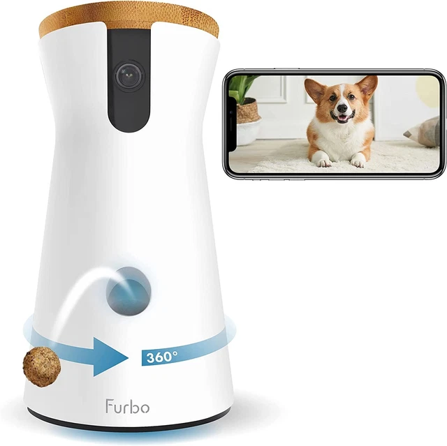 Cámara Furbo 360° para perro: [Nueva 2022] Cámara giratoria de 360° para mascotas gran angular...