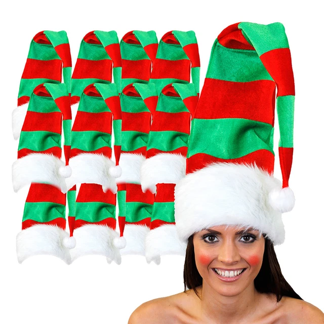 ADULT ELF RED And Green Hat Santa Claus Christmas Fancy Dress Bulk Wholesale Lot £9.99 PicClick UK