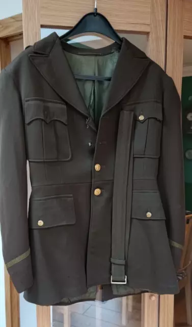 Vintage US Army Uniform - WW2 Era.  Four Pocket Dress Jacket with Belt. OD51