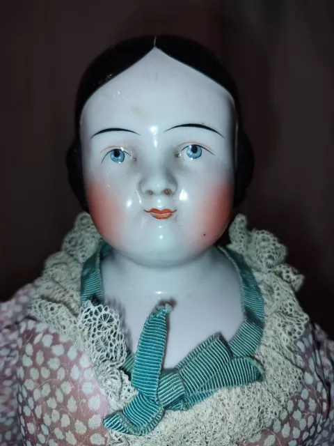 23" Antique china head Doll repaired shoulder plate