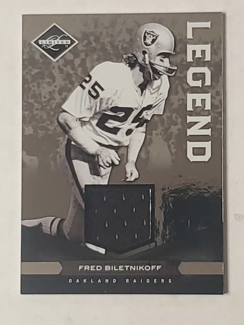 2011 Leaf Limited Legend Fred Biletnikoff Game Used Jersey 34/99. Oakland Raider