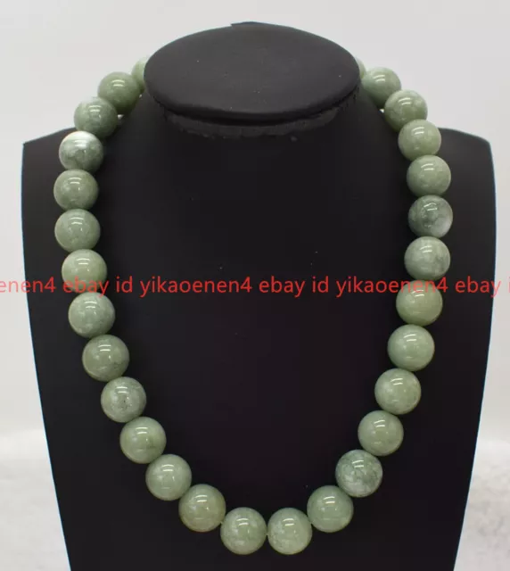 Huge Natural 14mm A Green Jade Gems Round Beads Jewellry Necklace 16-36in AAA