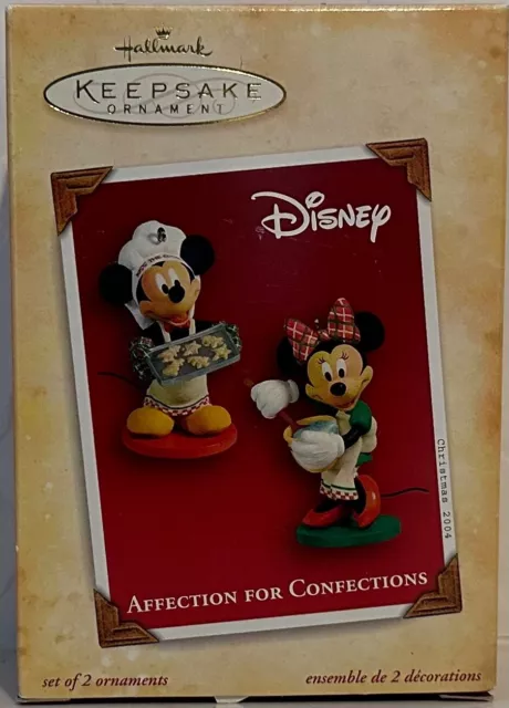 Disney Hallmark Keepsake Affection For Confection Mickie & Minnie Ornaments