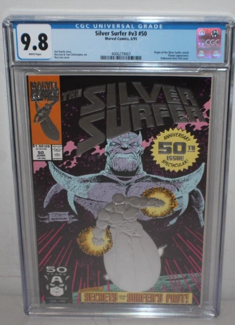 Silver Surfer 50 CGC 9.8 NM/M White Foil Cover Thanos App Jim Starlin