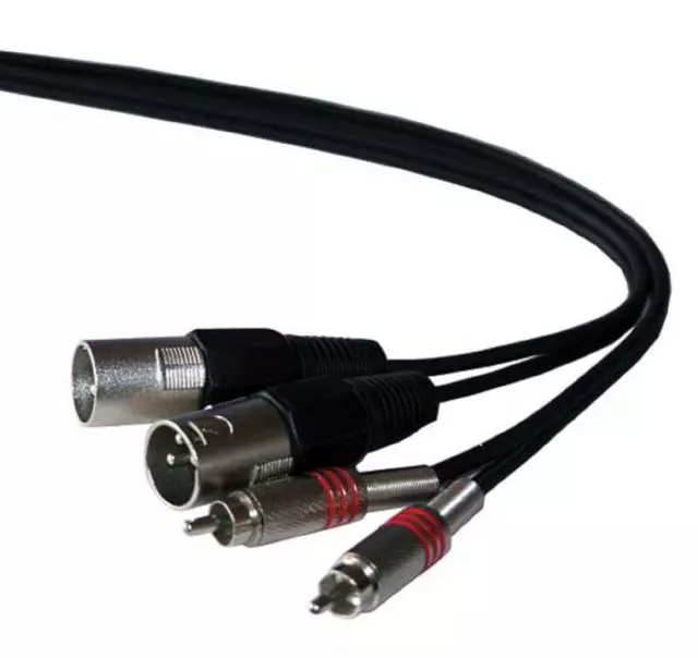 Ibiza Audio-Adapterkabel 1,5 meter XLR Male auf 2x Cinch Metallstecker