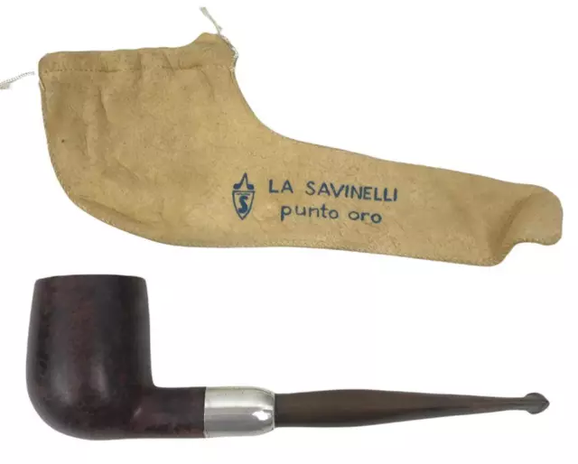 Pipa Savinelli Punto Oro Sterling Mounted Vera in Argento 925 + Custodia