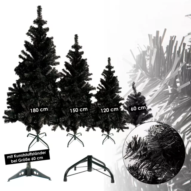 Künstlicher Weihnachtsbaum schwarz inkl. Ständer Tannenbaum Christbaum 60-180cm