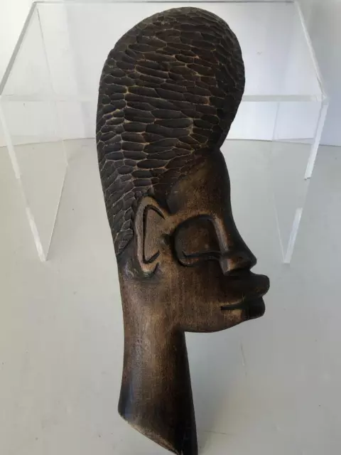 VINTAGE HAND CARVING wood African Woman Carry Vessel on her Head ...