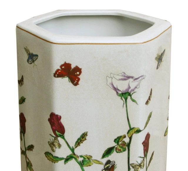 Gobelet / Pot En Céramique Vintage à Fleurs Et Papillons - Décoration Ou Usage, Occasion