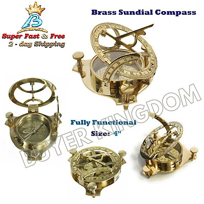 Brass Sundial Compass Nautical Maritime Antique Vintage Style London Decor Gift