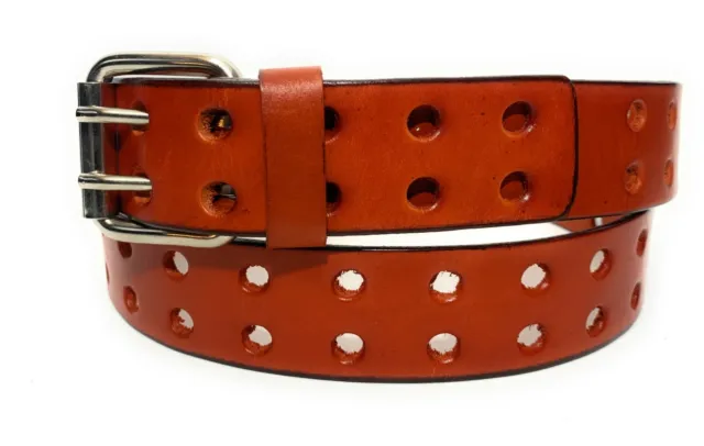 MEN'S 1.5& WIDE WORK OR CASUAL LEATHER BELT DOUBLE PRONG TWO HOLE ...