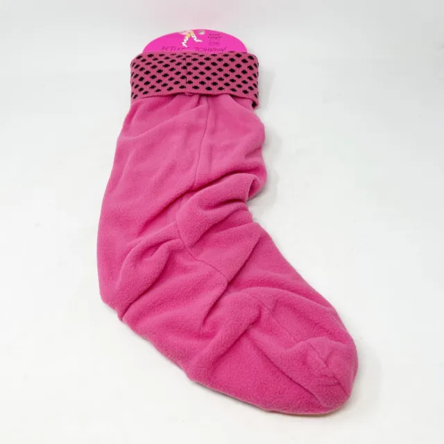 New BETSEY JOHNSON Women’s Bright Pink Polka Dot Fleece Boot Liners Size M/L