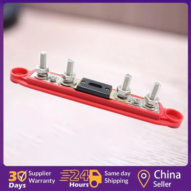 2 Stuks Stroomverdeling Blok M8 Schroef 4 Terminal Aansluitblok Bus Bar Dc 48V 250A Met Messing Board Voor Auto Boot
