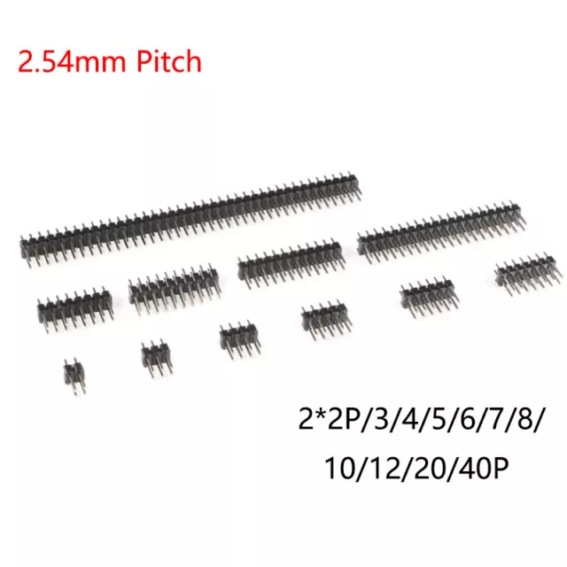 Pitch 2.54mm 2/3/4/5/6/7/8/10/12-40Pin Male Double Row Straight Pin Header Strip