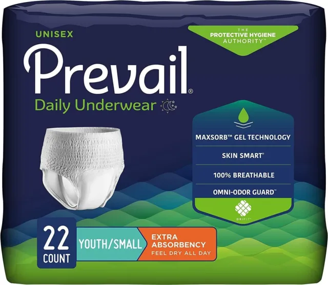 PREVAIL EXTRA ABSORBENCY Incontinence Underwear Youth/Small Adult 22 ...