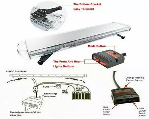 965mm Rundumleuchte 72LEDs 24V Strobe Licht Warnleuchte Notfall Lampe Auto KFZ