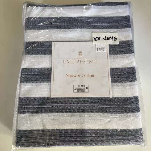 New Bed Bath & Beyond Everhome Stripe Fabric Shower Curtain, X-long, 72in x 98in