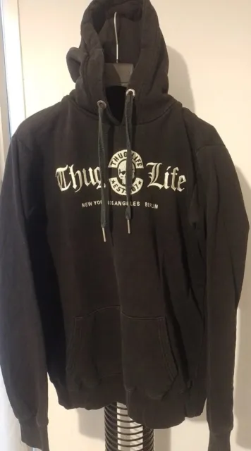 THUG LIFE 2pac tupac felpa cappuccio jumper hip hop rap street gangsta Vintage