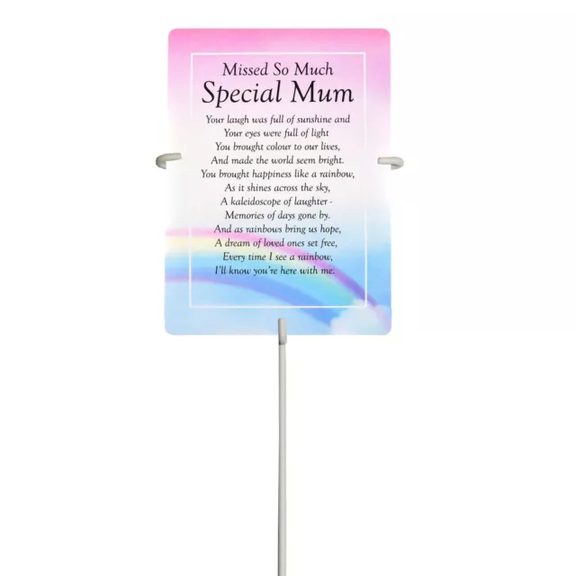 Mum Rainbow Waterproof Graveside Memorial Card and Weatherproof 30cm card Holder