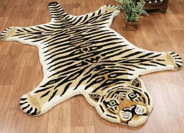 Tiger Shape 0.9m0 '' x5 '0' 'FT Handmade Quilted 100% Wool Area Rugs