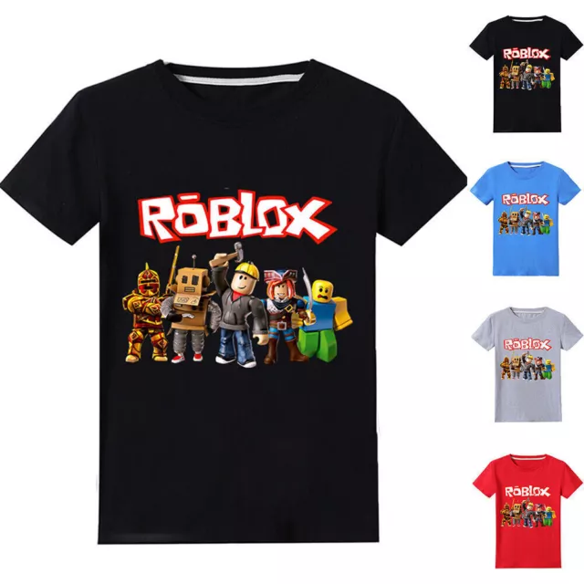 Unisex Kids Boys Short Sleeve Roblox Print Casual T-shirt Summer Blouse Tee Tops