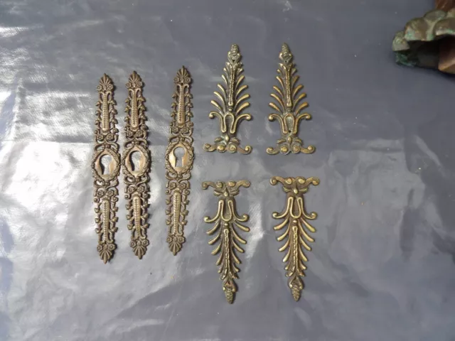 Ornements anciens entrées de serrure Bronze laiton palmettes style Empire XIXe