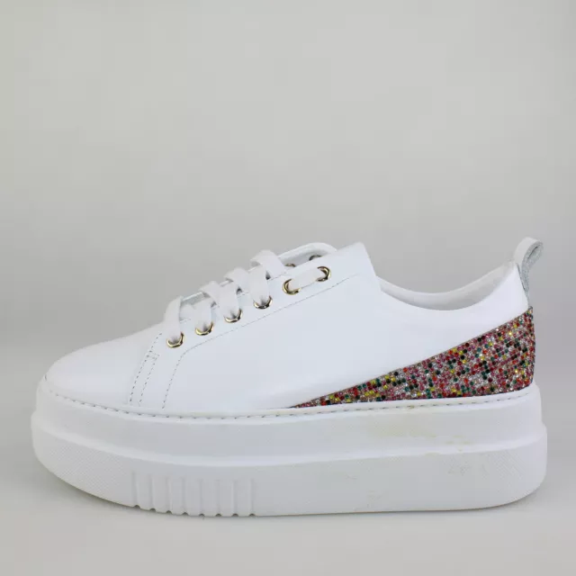 scarpe donna STOKTON 37 EU sneakers bianco pelle sintetica strass DC66