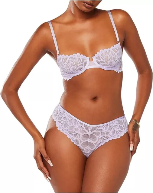 NWT Savage Fenty Not Sorry Unlined Lace Balconette Bra - Purple Lavendar - 34B