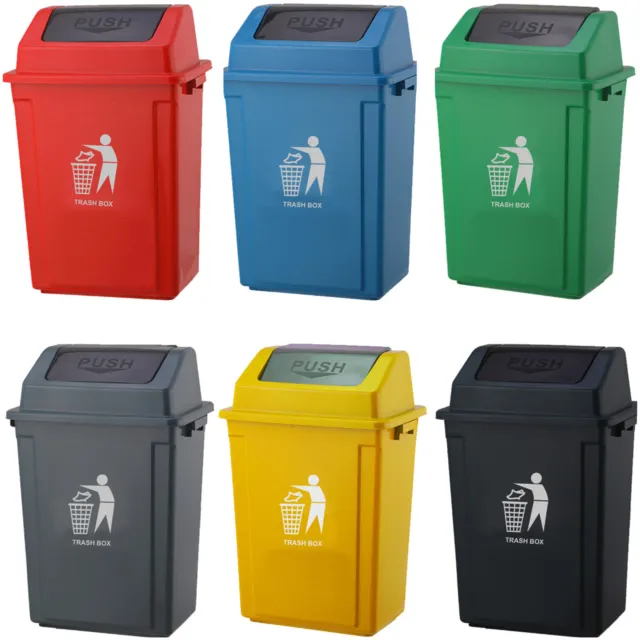 40L Swing Trash Bin Large Plastic Rubbish Waste Dustbin Home Kitchen Office