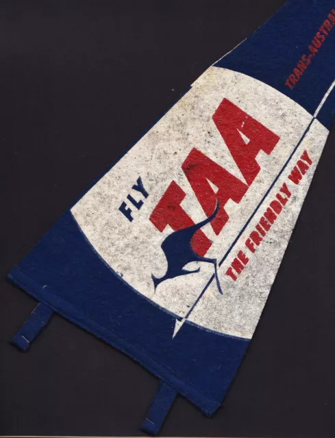 Vintage TAA Pennant Flag 1960's LOGO Trans-Australia Airlines The Friendly Way