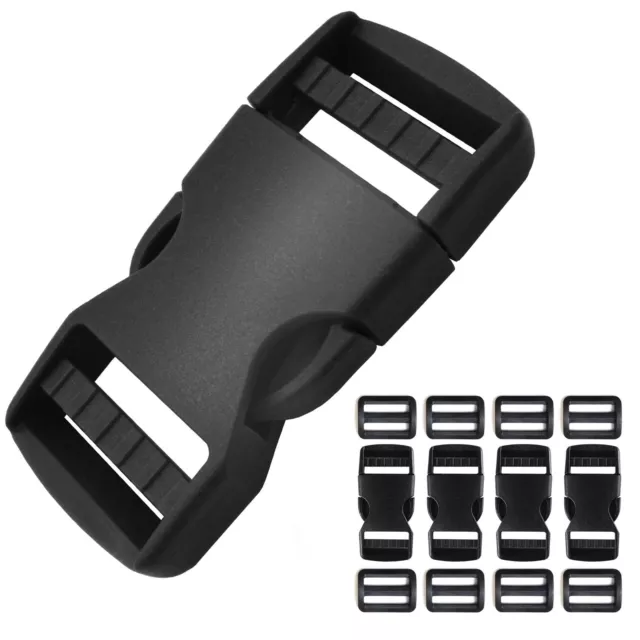 1" Quick Side Release Buckles 4 Set, Plastic Tri-Glide Slide Clips
