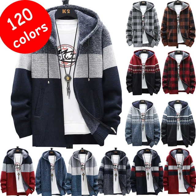 Mens Thick Warm Fleece Lined Hooded Hoodie Winter Zip Up Coat Jacket Sweatshirt