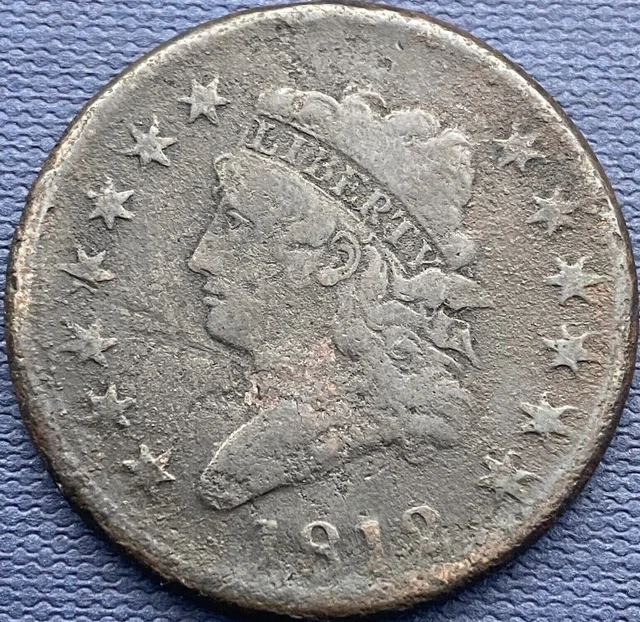 1812 Classic Head Large Cent 1c Better Grade F + Details #48918