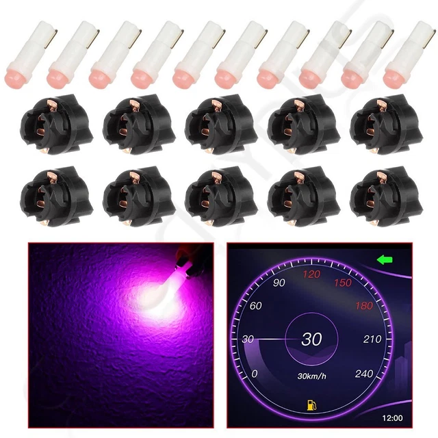 10X T5 Pink Twist Socket Instrument Panel Cluster Dash Led Lights Bulbs 73 74